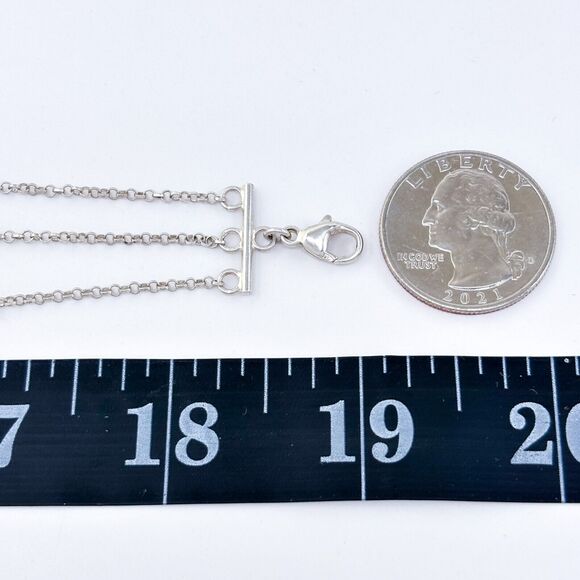 Vintage Sterling Silver Peridot Smoky Quartz Citrine Layered Necklace 17"-19" - Picture 2 of 4